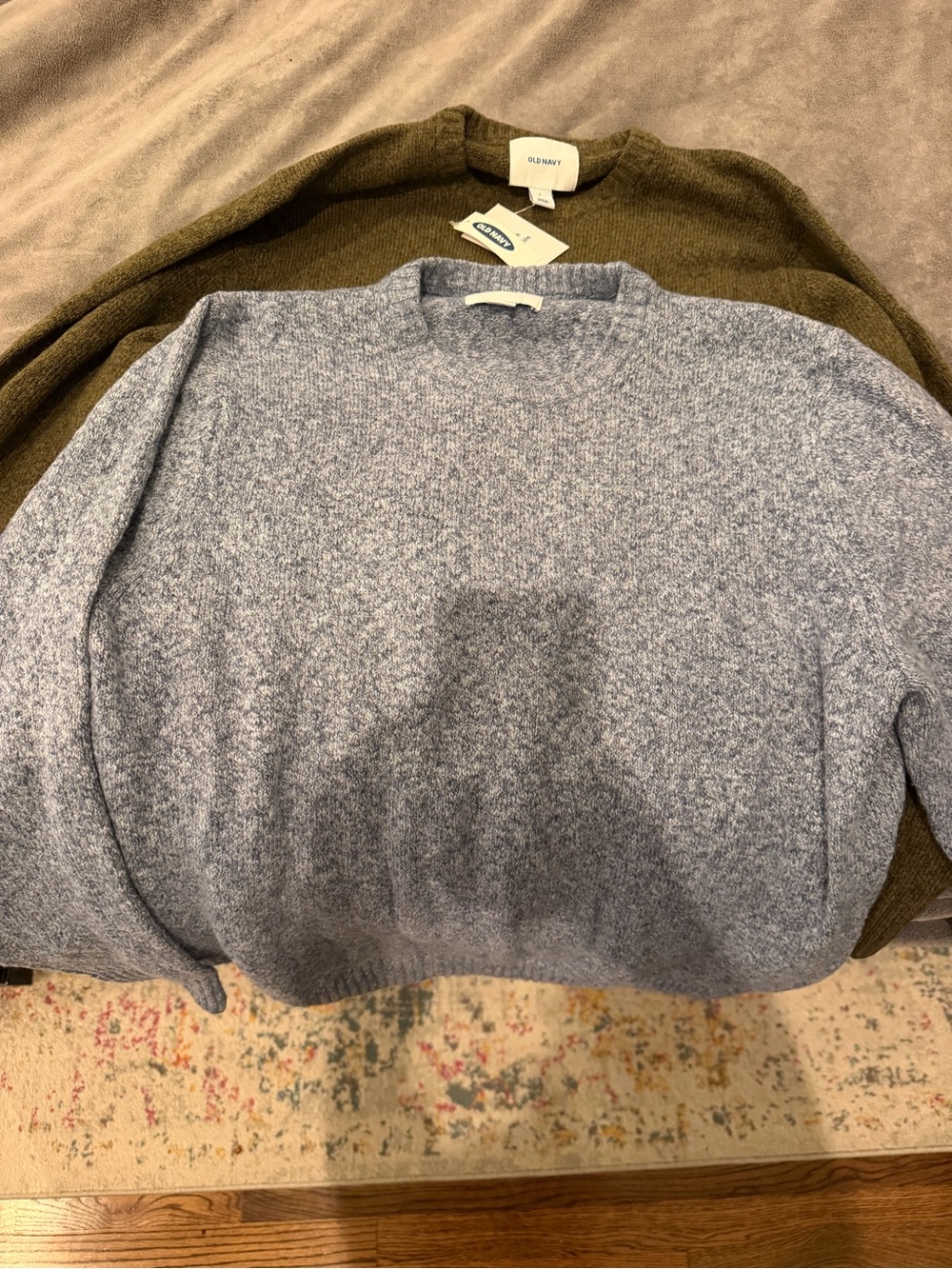 Men’s Old Navy Crewneck Sweaters in Light Blue and Olive